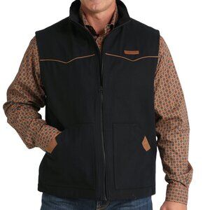 Black Canvas Vest - Cinch - Men's Medium - Black with Brown - New